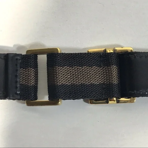 Authentic Gucci Woven Web and Leather Black & Chocolate  display picture 3